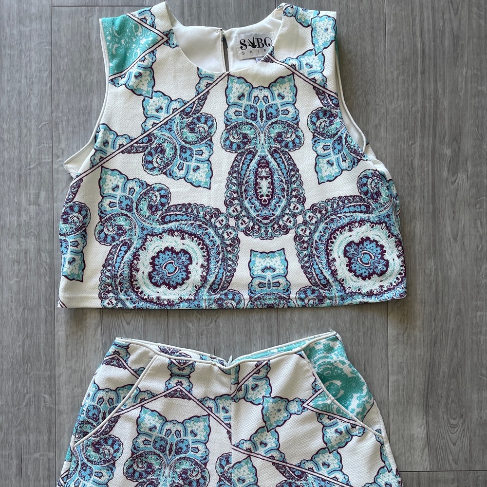 Sabo skirt crop top and short